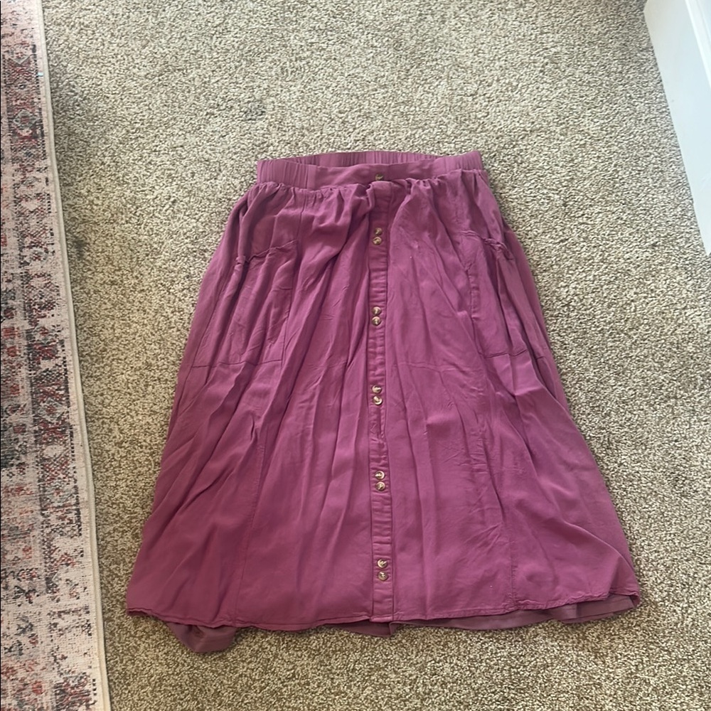 Polagram Pink Midi A-Line Skirt